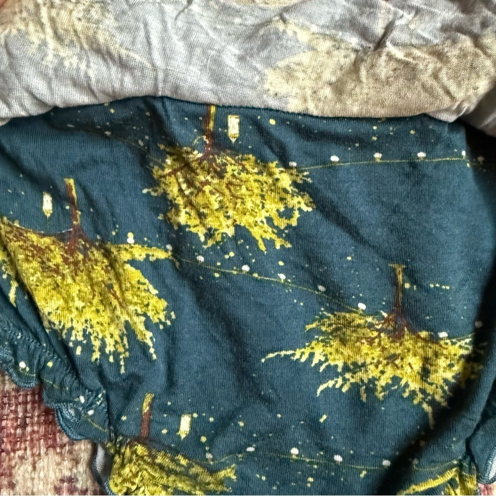 Milk barn Baby Bamboo Firefly Tree Ruffled Bloomers - Blue and Yellow - Picture 6 of 6